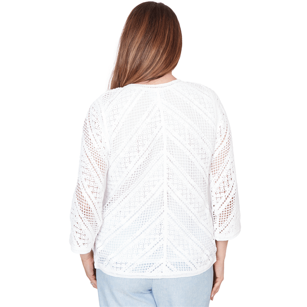 Petite Alfred Dunner St. Augustine Chevron Crochet Sweater