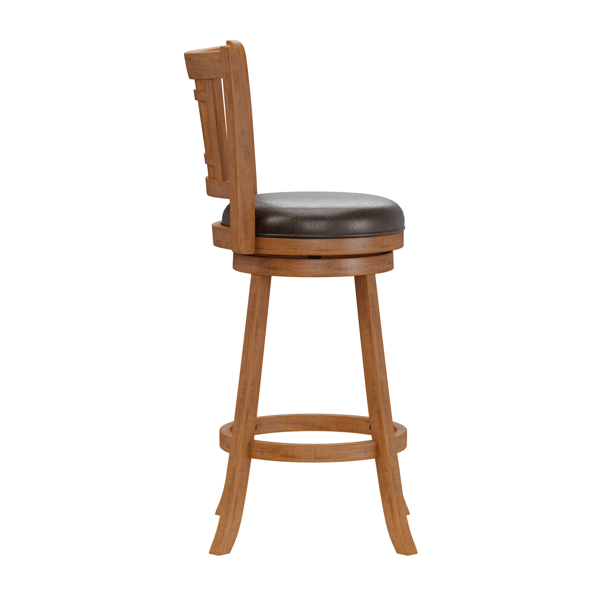 HH2 Home Fairfox Oak Wood Bar Height Swivel Stool