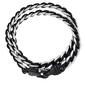 Mens Lynx Stainless Steel Black Leather Wrap Bracelet - image 3