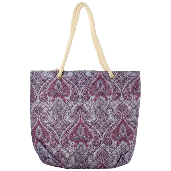 Renshun Quilted Tote - Grey/Purple