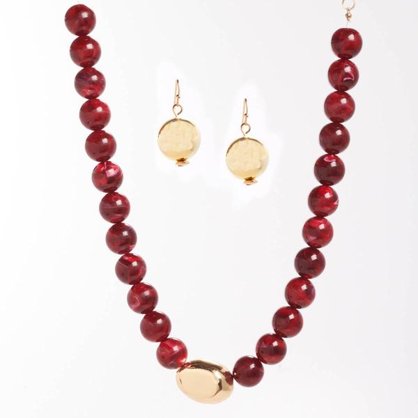 Ashley Cooper(tm) Gold Plated Dome Geo Bead Necklace & Earring Set - image 
