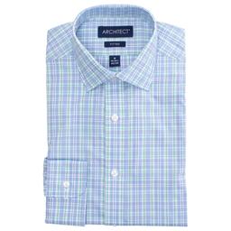 Mens Architect(R) Fitted Plaid Dress Shirt - Blue/Green
