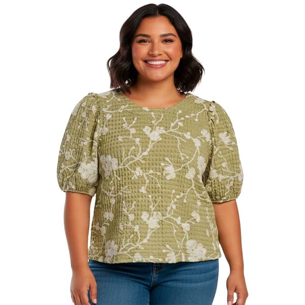 Plus Size Zac & Rachel Embroidered Floral Balloon Sleeve Blouse