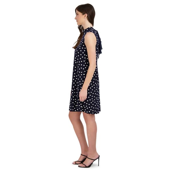 Petites Robbie Bee Sleeveless Mock Neck Dot Print ITY Dress