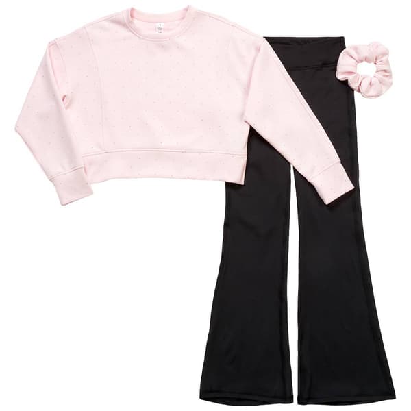 Girls (7-14) Yogalicious(R) Rhinestone Pullover w/ Flare Legging - image 