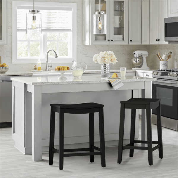 HH2 Home Fiddler Black Backless Saddle Seat Counter Height Stool - image 