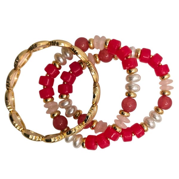 Ashley Cooper(tm) Pink Hue Shell Shape 3pc. Stretch Bracelet Set - image 