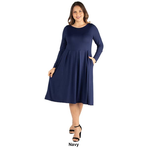 Plus Size 24/7 Comfort Apparel Fit N' Flare Dress