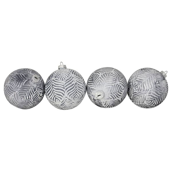 Northlight 4ct. Silver Antique Glass Christmas Ball Ornaments