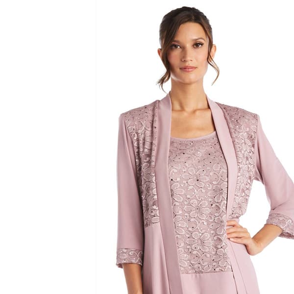 Womens R&M Richards Floral Lace & Sequin Pant Set