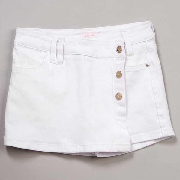 Girls (7-14) YMI(R) Asymmetrical White Denim Skort