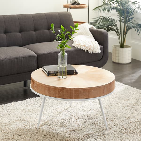 9th & Pike&#174; Natural Wood And Iron Modern Coffee Table