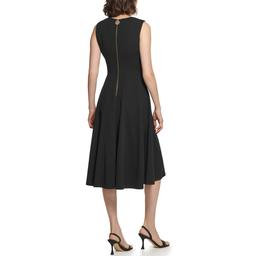 Womens Calvin Klein Sleeveless V-Neck Scuba Crepe A-Line Dress