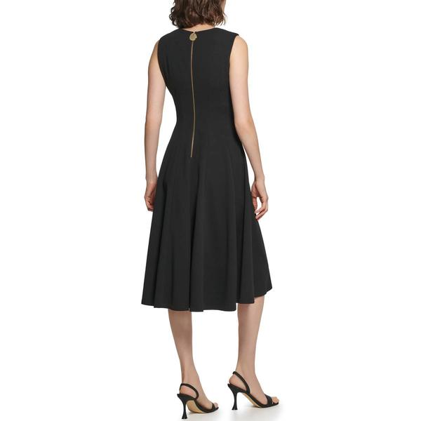 Womens Calvin Klein Sleeveless V-Neck Scuba Crepe A-Line Dress