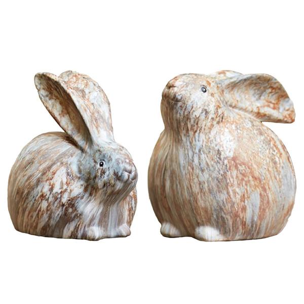 Melrose Modern Bunny Rabbit Figurine w/ Marble Finish - Set of 2 - image 