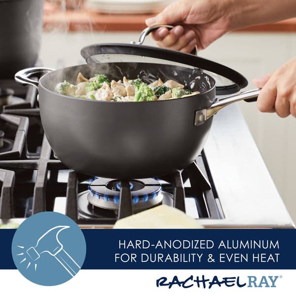 Rachael Ray Cook + Create Hard-Anodized Saucier with Lid