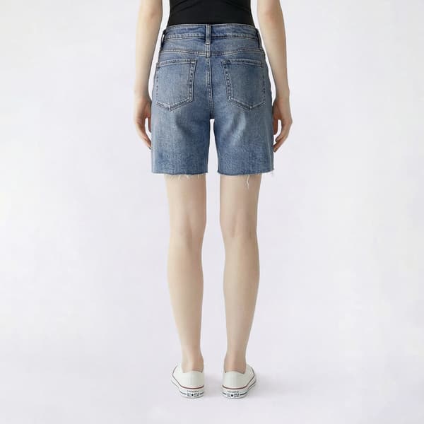 Juniors YMI Destructed Long Denim Shorts