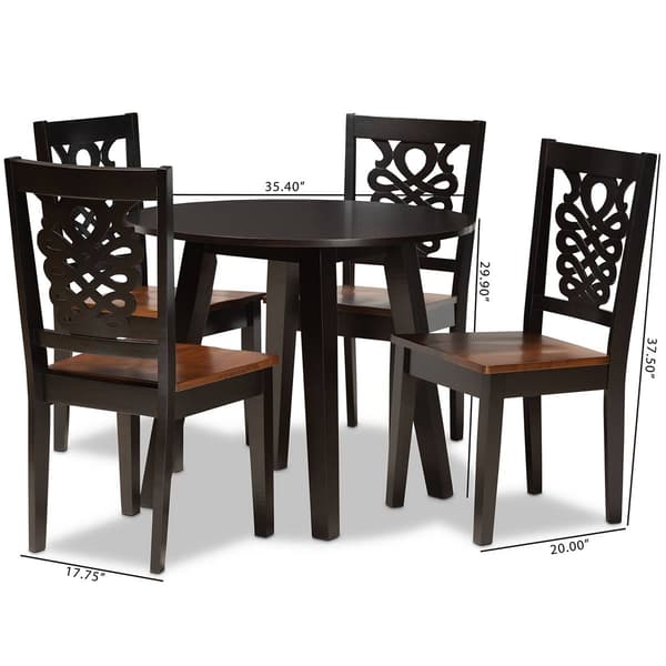 Baxton Studio Mina 2-Tone Dark Brown/Walnut Brown 5pc. Dining Set