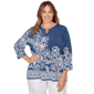 Plus Size Alfred Dunner Classics 3/4 Sleeve Keyhole Floral Blouse - image 1