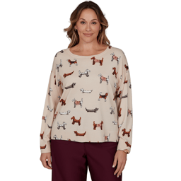 Plus Size Ruby Rd. English Countryside All Over Dog Sweater