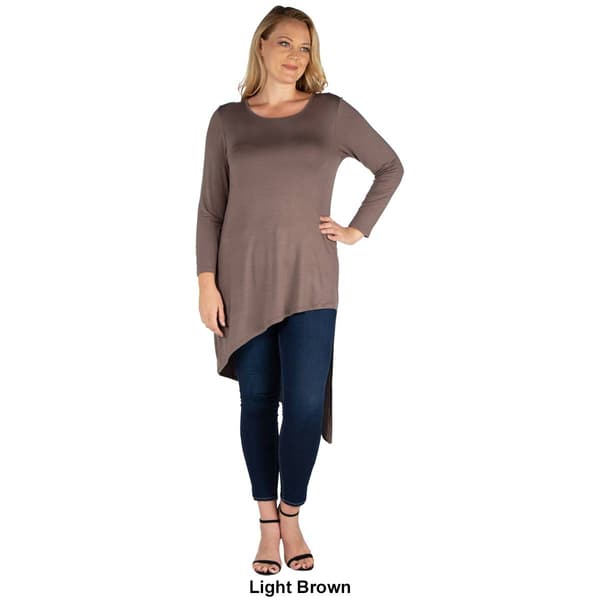 Plus Size 24/7 Comfort Apparel Asymmetrical Knee Length Tunic