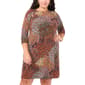 Plus Size MSK 3/4 Sleeve Print Grommet Trim Dress - image 1