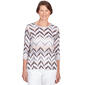 Petite Alfred Dunner 3/4 Sleeve Print Chevron with Shimmer Tee - image 1