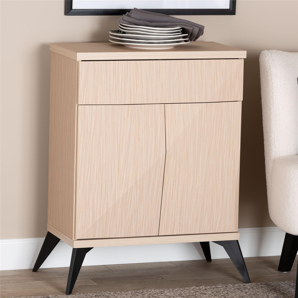 Baxton Studio Draper Mid-Century Modern 2-Door Buffet Cabinet