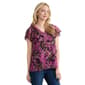 Womens Jones New York Short Flutter Sleeve V Neck Leaf Blouse - image 3