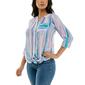 Womens Zac & Rachel Tie Front Watercolor Stripe Blouse-Lapis - image 3