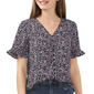 Womens Cece Short Ruffle Sleeve Floral V-Neck Blouse - image 1