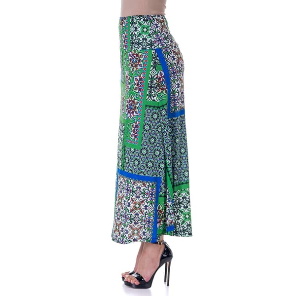 Womens 24/7 Comfort Apparel Green Scarf A-Line Maxi Skirt
