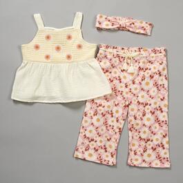 Toddler Girl Little Lass&#40;R&#41; 3pc. Crochet Knit Daisy Culottes Set
