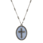 Symbols of Faith Silver-Tone Oval Precious Pewter Cross Necklace - image 1