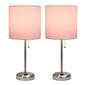 LimeLights Brush Steel/Pink Stick Lamp w/Charging Outlet-Set of 2 - image 9