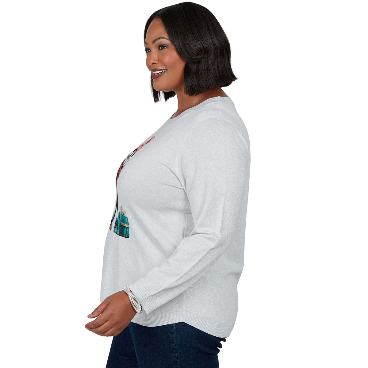 Plus Size Emaline Holiday Festivities Penguin Graphic Sweater
