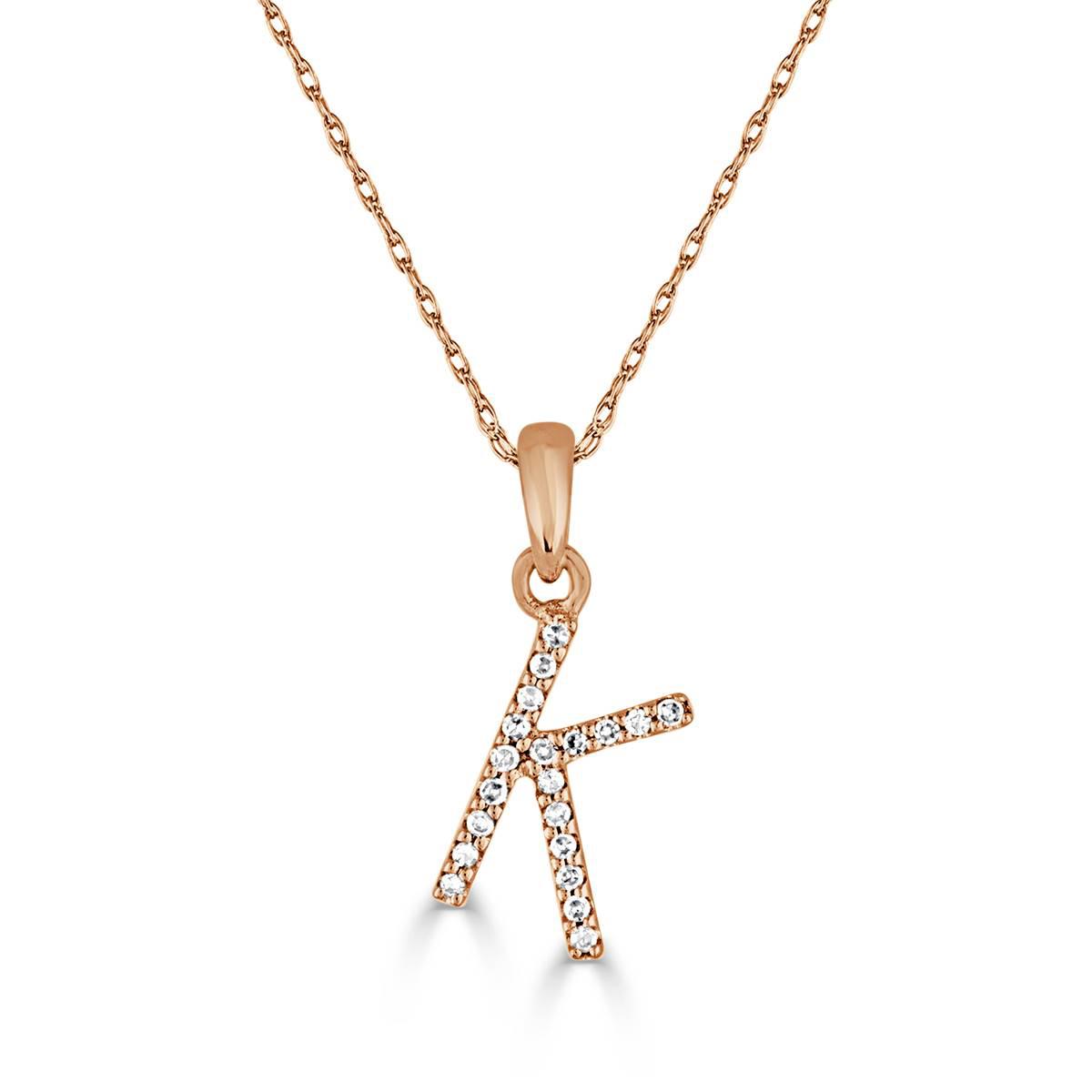 Diamond Classics™ 14kt. Rose Gold Initial K Letter Necklace