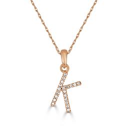 Diamond Classics(tm) 14kt. Rose Gold Initial K Letter Necklace