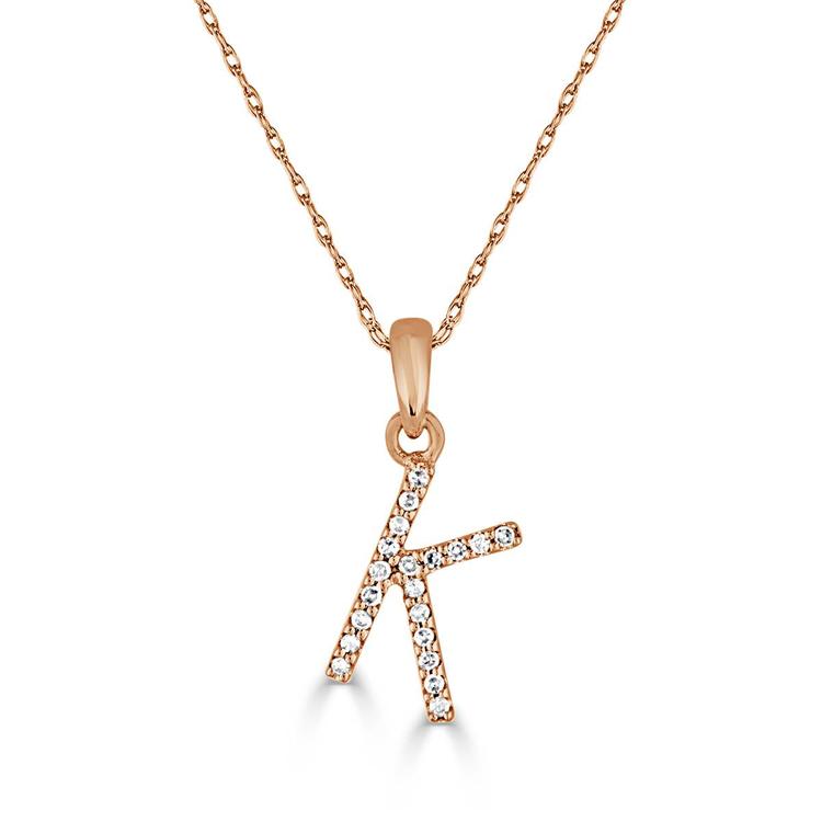 Diamond Classics(tm) 14kt. Rose Gold Initial K Letter Necklace