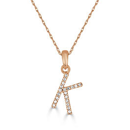 Diamond Classics&#40;tm&#41; 14kt. Rose Gold Initial K Letter Necklace
