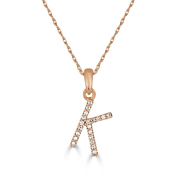 Diamond Classics&#40;tm&#41; 14kt. Rose Gold Initial K Letter Necklace - image 