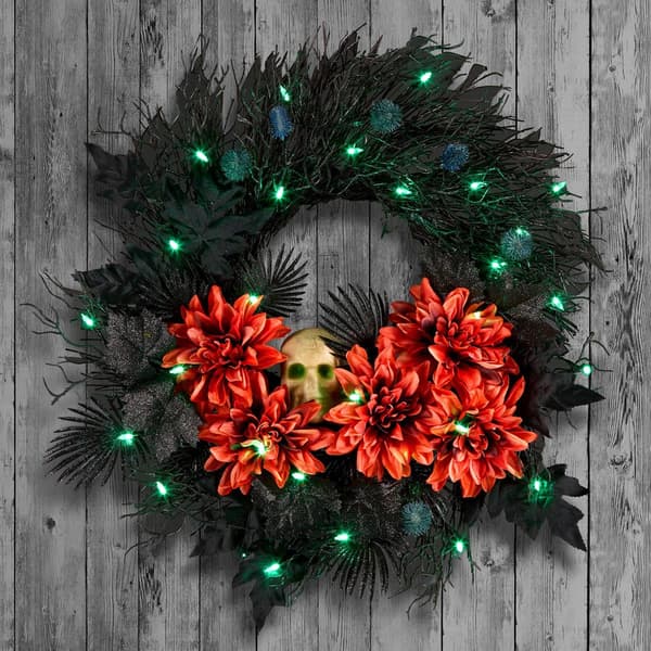 National Tree 24in. Artificial Boo-tiful Halloween LED Wreath