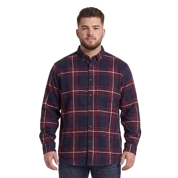 Mens Big & Tall Mountain Ridge Flannel Shirt - Navy/Red/Cream - image 