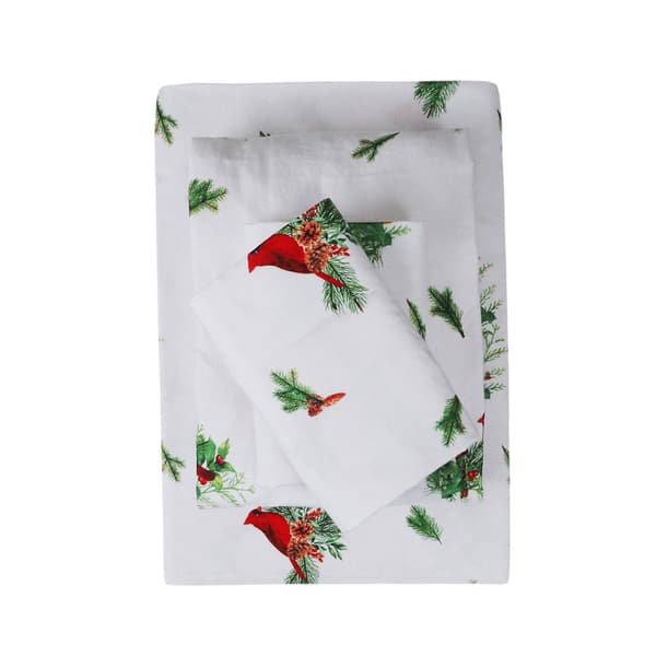 EnvioHome Durable Cotton Winter Flannel Cardinal Sheet Set