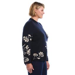 Plus Size Rafaella® Long Sleeve Floral Jacquard Mock Neck Sweater
