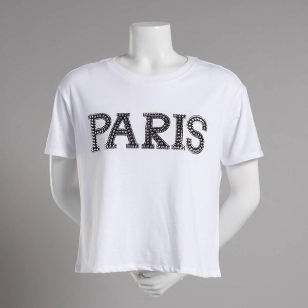 Juniors No Comment Paris Bling Relaxed Graphic Tee - image 