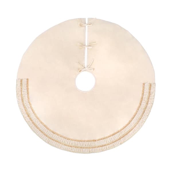National Tree 52in. Gold Fringe Detail Tree Skirt - image 