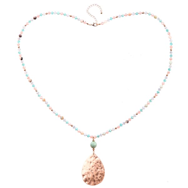 Ashley Cooper(tm) Multi Color Bead Necklace w/ Hammered Pendant - image 