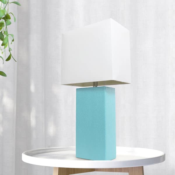 Lalia Home Lexington 21in. Leather Base Modern Home Table Lamp - image 