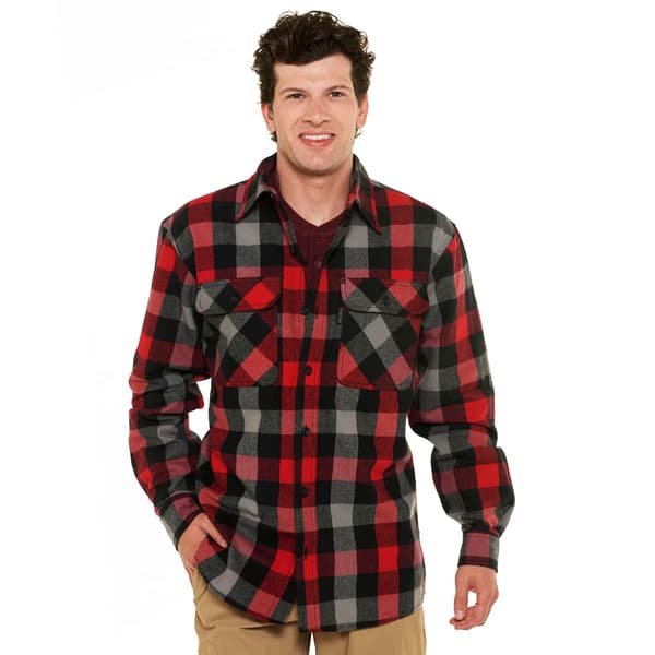 Mens FiveBrother&#40;R&#41; Long Sleeve Flannel Shirt - Burgundy/Black